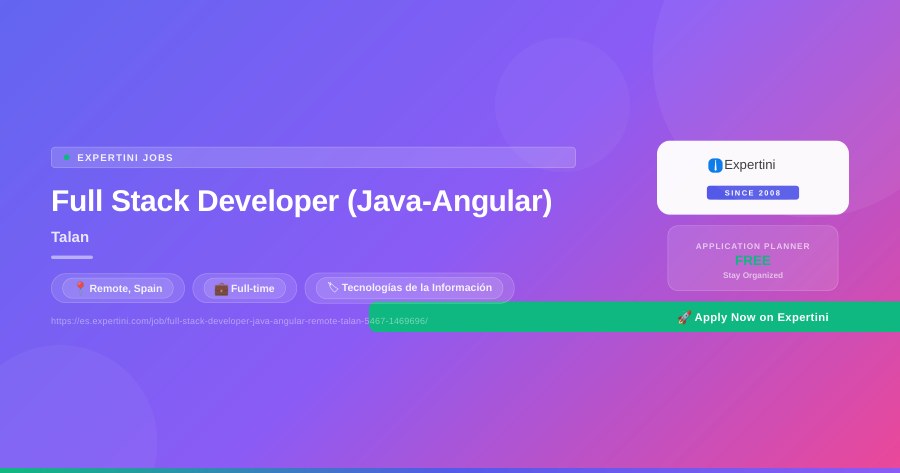 Full Stack Developer (Java-Angular) at Talan, Remote — Apply Now