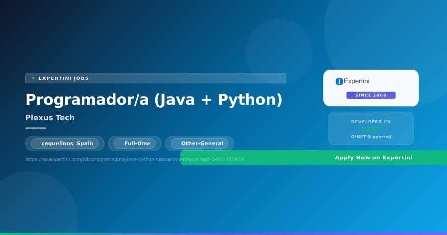 Programador/a (Java + Python) at Plexus Tech, cequelinos — Apply Now