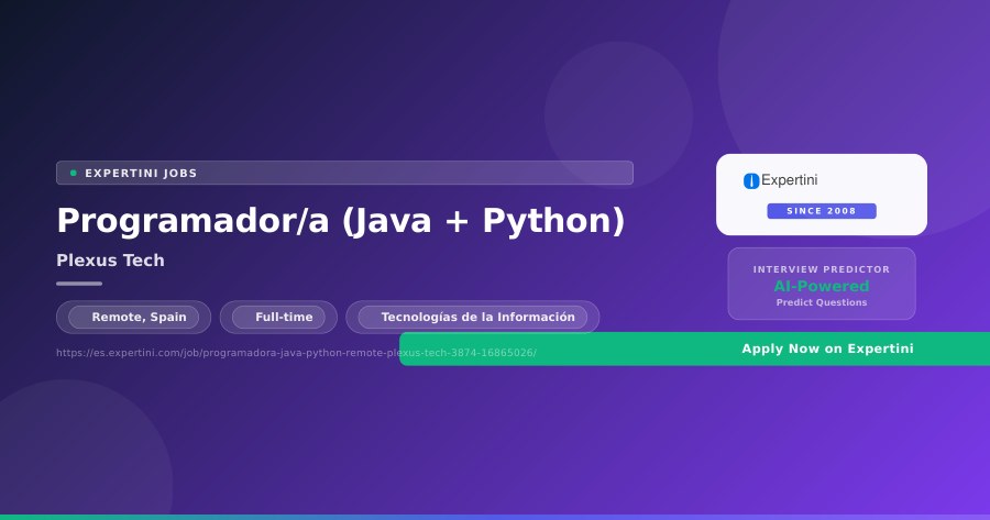 Programador/a (Java + Python) at Plexus Tech, Remote — Apply Now