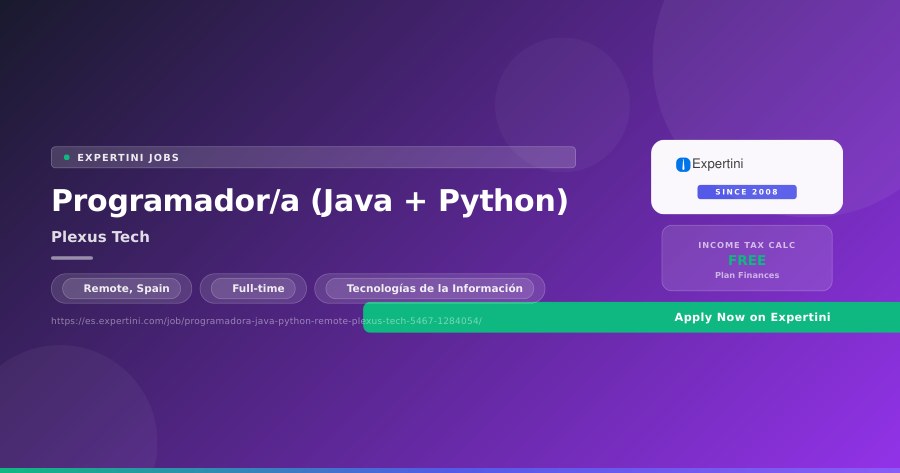 Programador/a (Java + Python) at Plexus Tech, Remote — Apply Now