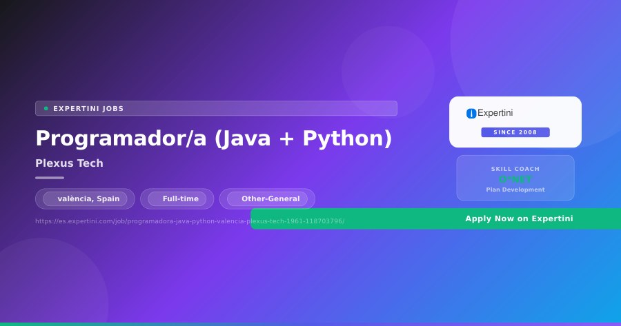 Programador/a (Java + Python) at Plexus Tech, valència — Apply Now