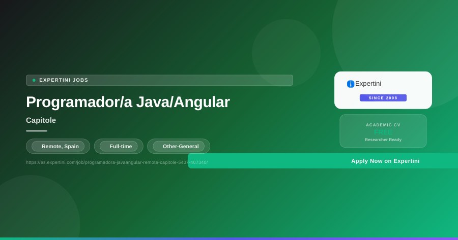 Programador/a Java/Angular at Capitole, Remote — Apply Now