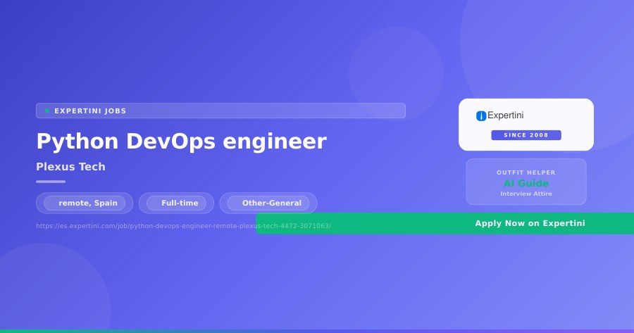 Python DevOps engineer at Plexus Tech, remote — Apply Now